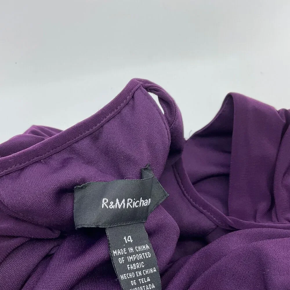 R & M Richards Plus 14 Formal PROM GALA EVENT Purple, empire waist  halter Dress - Picture 7 of 16